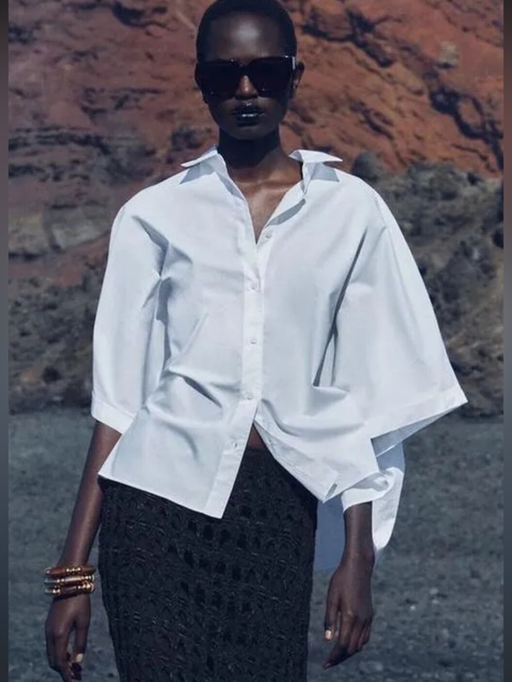 NWOT ZARA ZW COLLECTION Poplin Oversized White Button Down Shirt